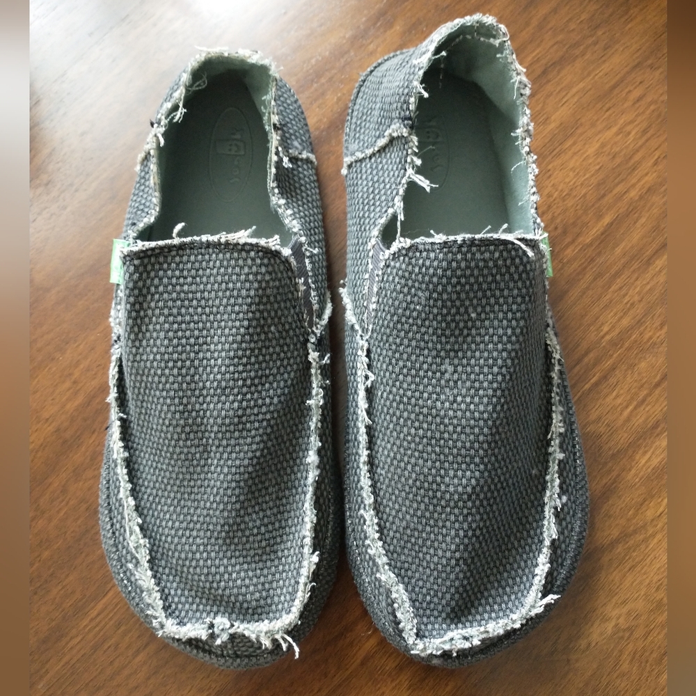 New Men's Sanuk gray rounder slip on shoes loafers 8